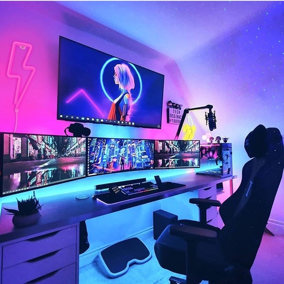 Neon Pink Lightning Bolt LED Room/Wall/Party Decor - Picture 6 of 9